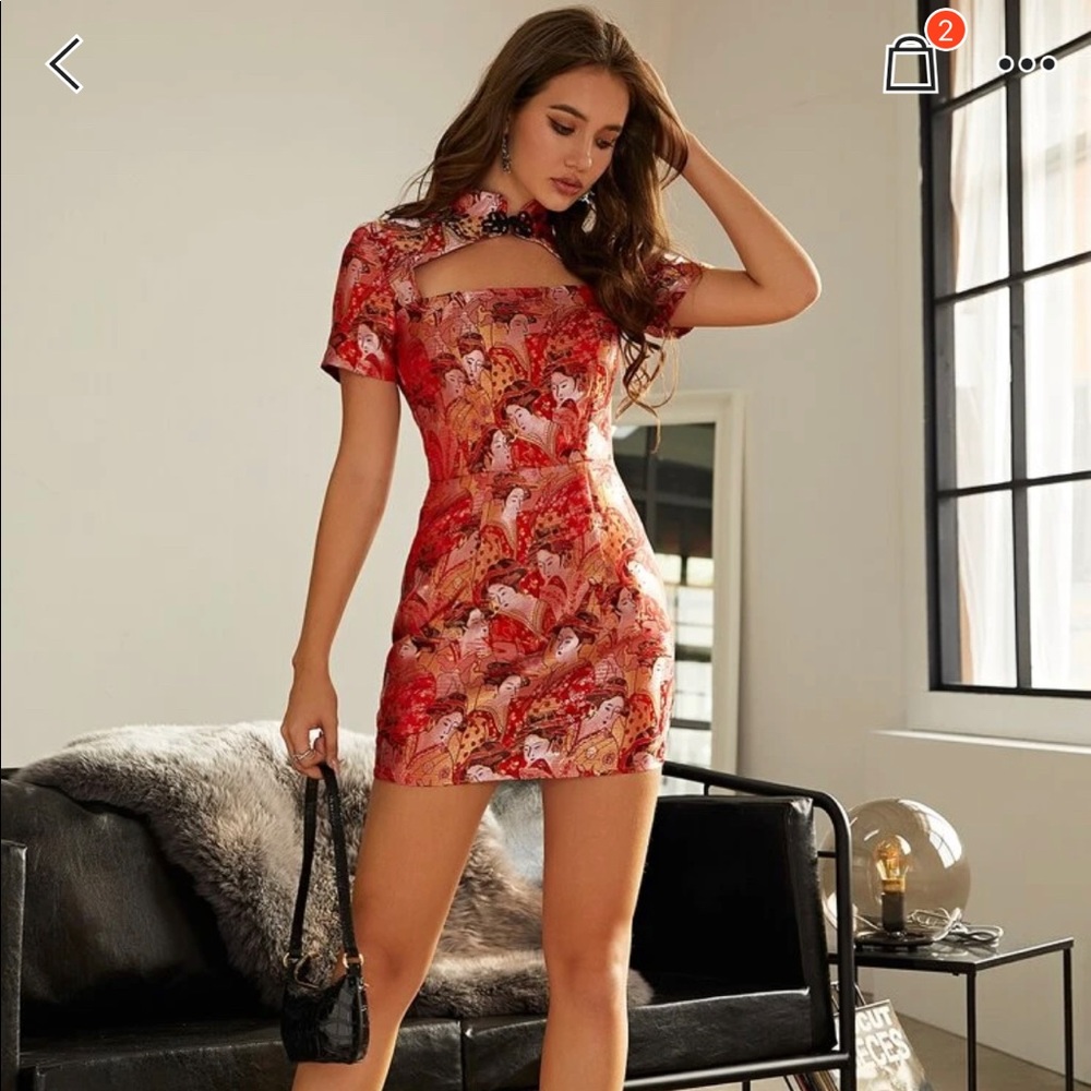 Shein cut out oriental dress